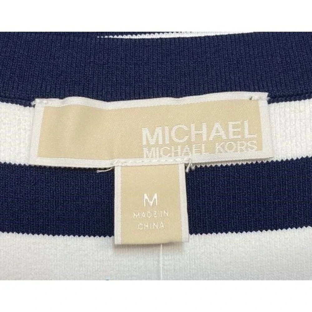 MICHAEL KORS BLUE/WHITE STRIPED SLEEVELESS DRESS SIZE M NEW ($175)